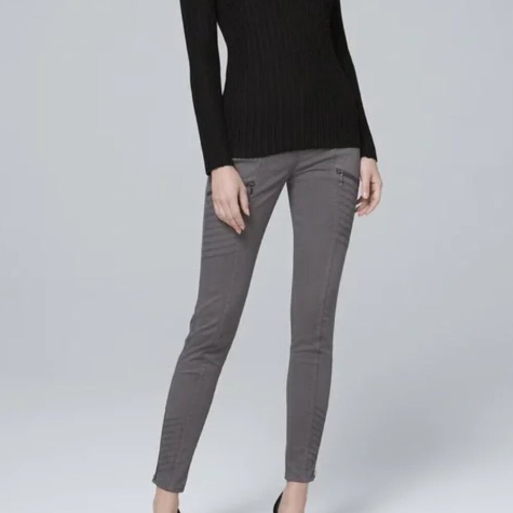 White House Black Market (WHBM) Classic-Rise Moto Skinny Ankle Jeans, sz 14L